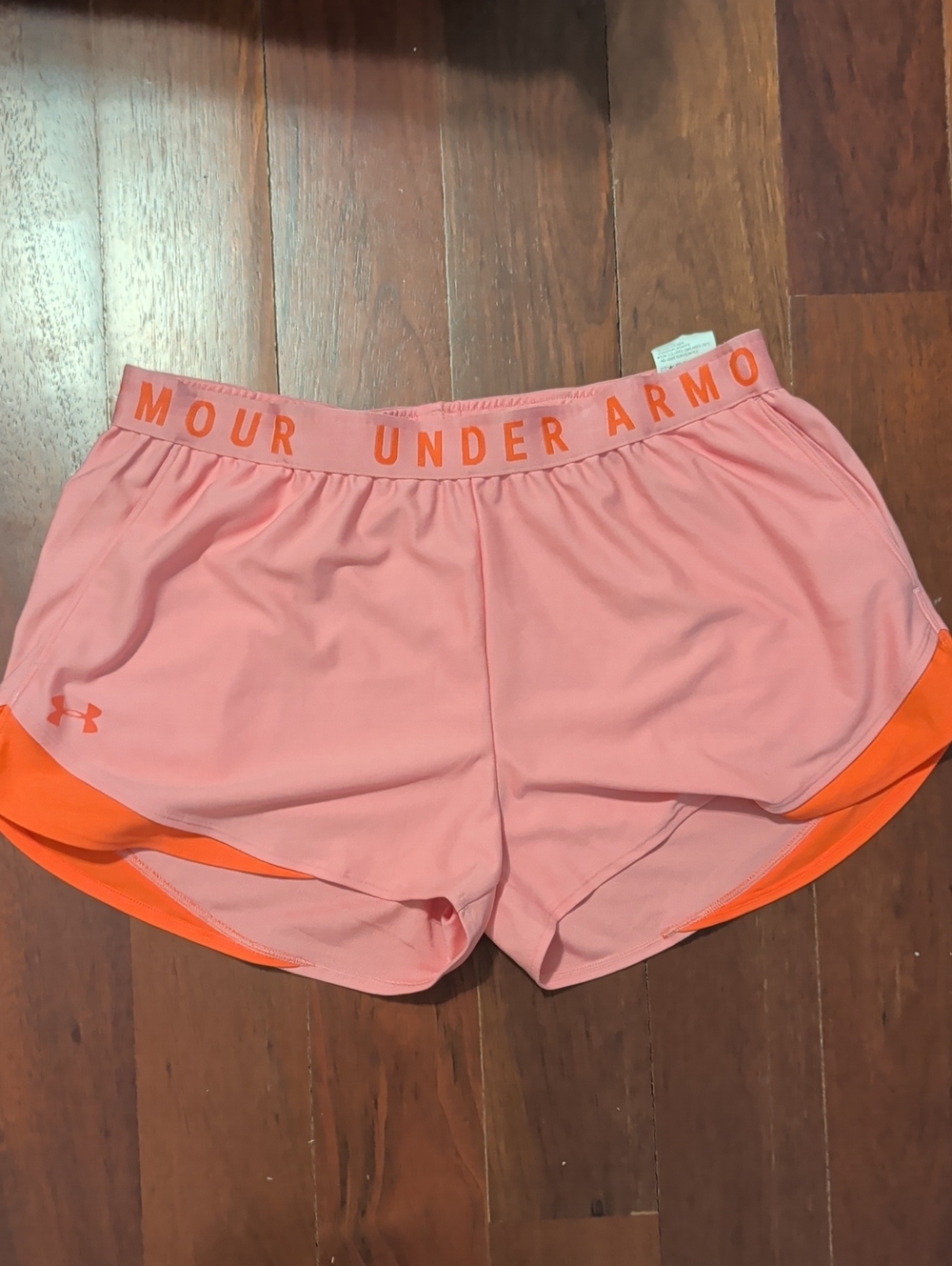 Under Armour Pink Shorts with Coral Orange Trim Active Athletic Running